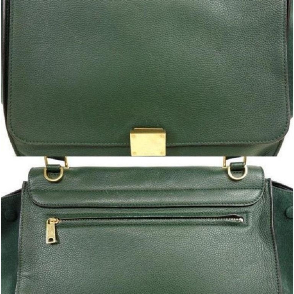 Celine Trapeze Medium Bag Green Calfskin Leather Gold Hardware Excellent w/ Tags - Picture 2 of 16